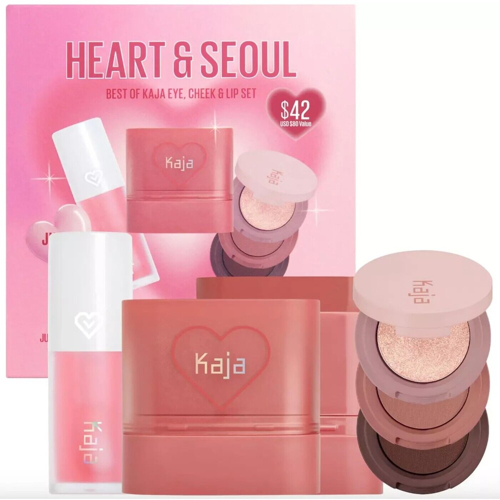 Kaja Heart & Seoul Eye Cheek Lip Set Radiant Finish Long-Wearing NEW Authentic